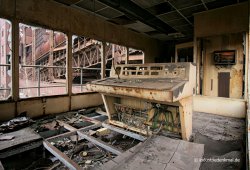 Steuerpult der Verladung an der Sinteranlage Duisburg Meiderich / Beeck